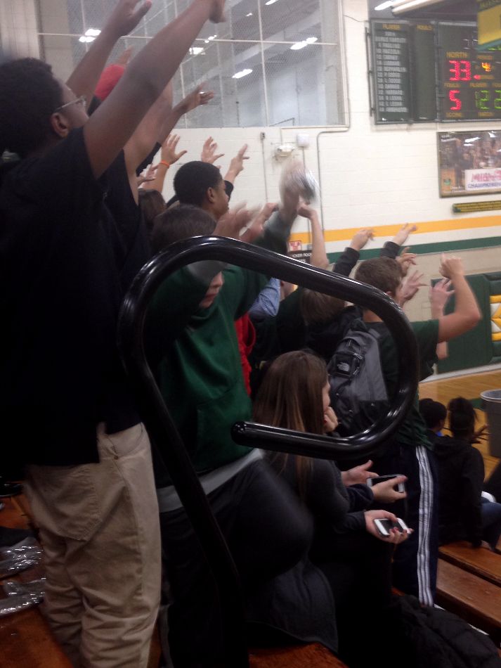 crowd while North shoots free throws in game agiansst South on December 13th