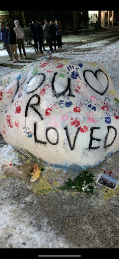 After original messages designed to memorialize the death of a North student were dismantled by administration, students from both North and South came together to send a message to the community that “You R Loved.”