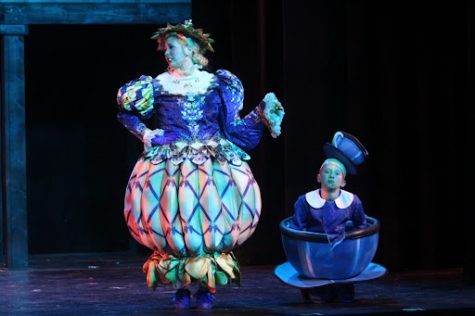 QUALI(TEA) ACTING | With unique character traits like a British accent and a vividly distinct costume, senior Naima Wright admits playing Mrs. Potts is physically challenging. “My arms [have] very little use since mimicking a teapot means committing to acting as one,” Wright said. 

